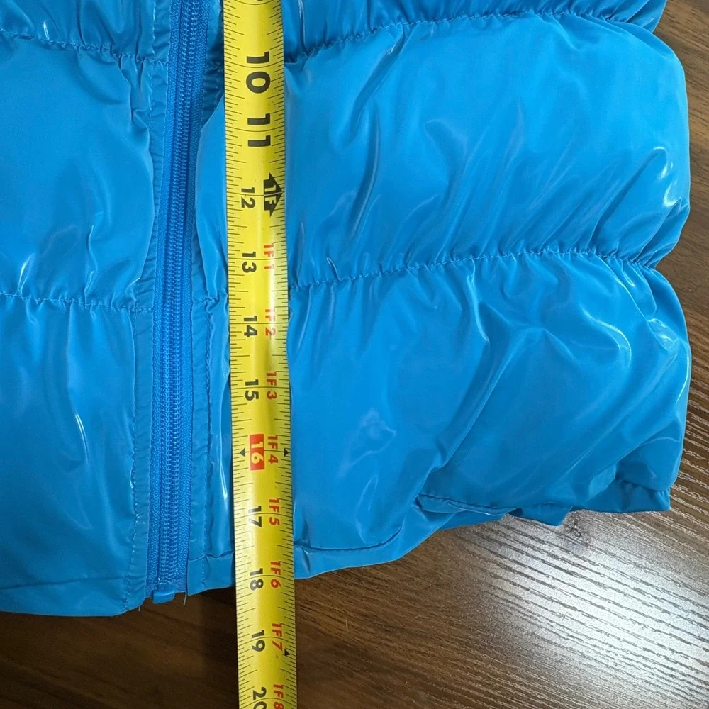 Weissman Puffer Vest Women XS Blue Quilted Full Zip Shiny Y2K Festival Chic